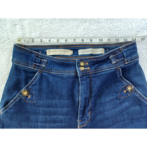 ANTHROPOLOGIE Pilcro & Letterpress Flare High Rise Trouser Bootcut in Blue sz 28 - Picture 3 of 11